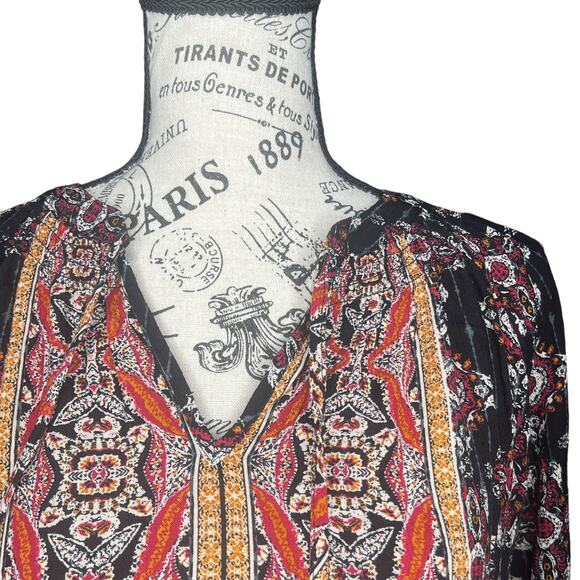 Mason & Belle X-SMALL Black Axelle Tie Front Top - Stitch Fix Boho Bead Detail - Picture 11 of 13